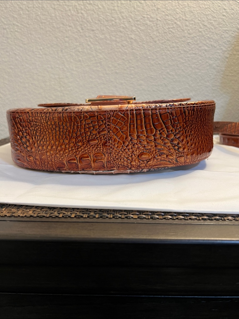 Brahmin Brown Croc-Embossed Leather Crossbody with Matching Wallet - Picture 6 of 11